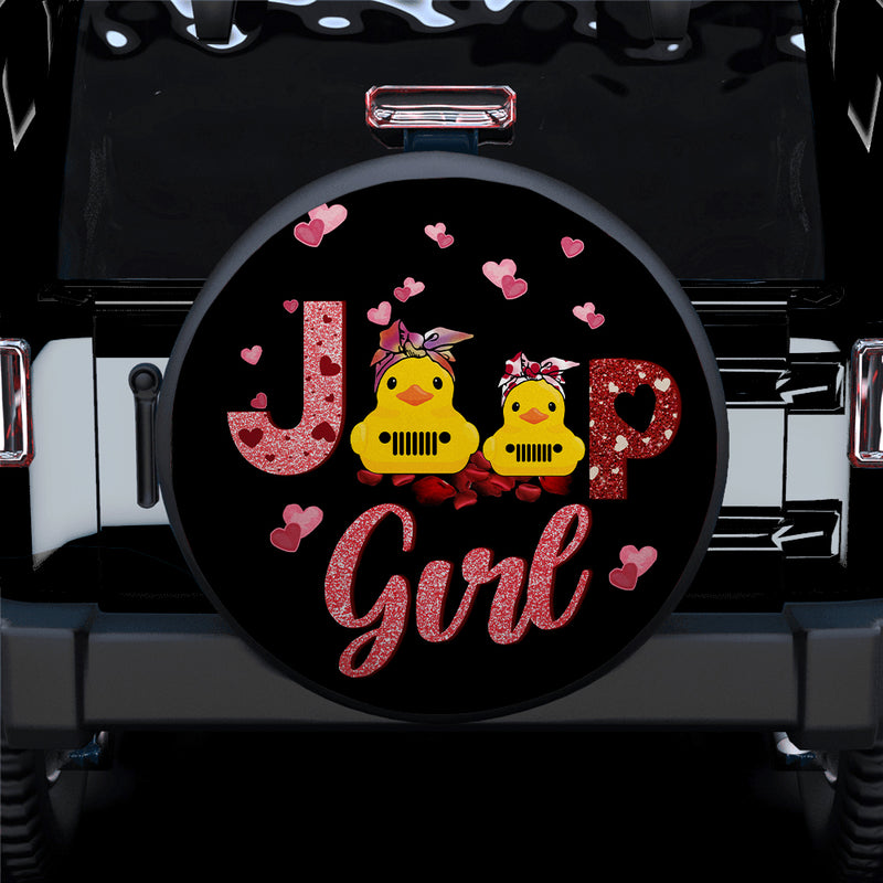 Couple Duck Love Jeep Girl Cute Valentine Car Spare Tire Covers Gift For Campers Nearkii