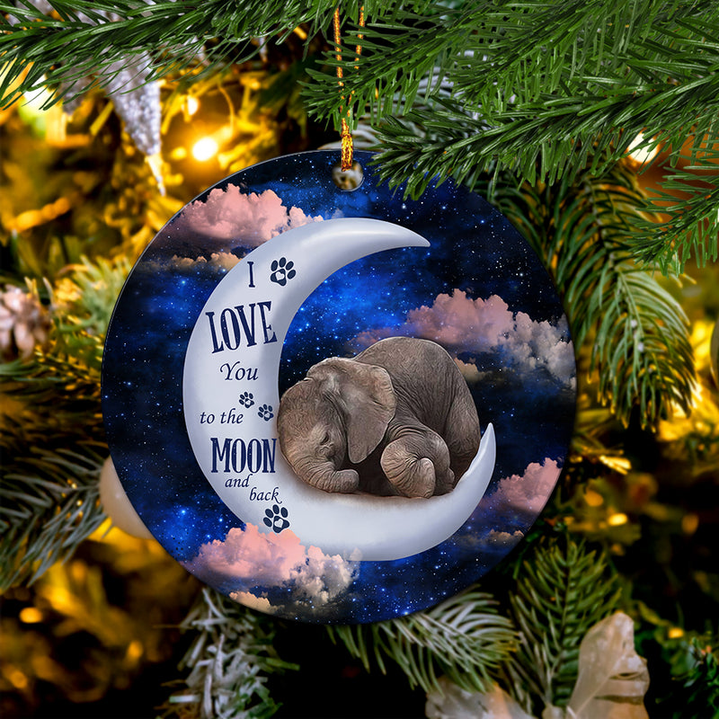 Elephant Love You To The Moon Mica Circle Ornament Perfect Gift For Holiday Nearkii