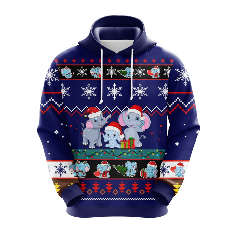 Elephent Christmas Cute Noel Mc Ugly Hoodie Blue 1- Amazing Gift Idea Thanksgiving Gift Nearkii