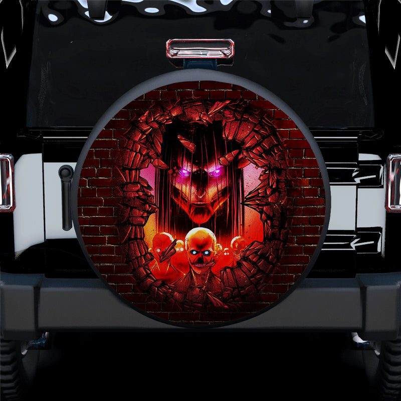Eren Attack On Titans Founding Titan Break Wall Anime Car Spare Tire Covers Gift For Campers Nearkii