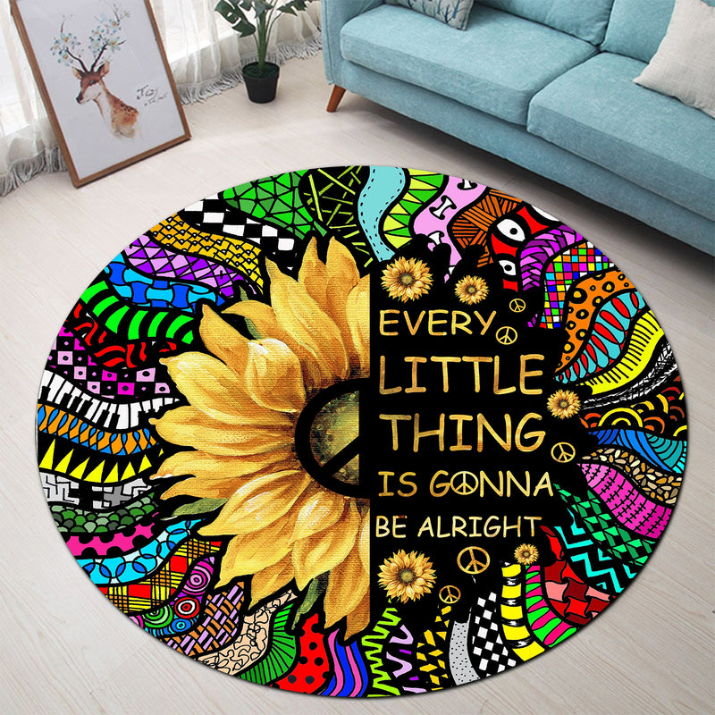 Every Little Thing Sunflower Round Carpet Rug Bedroom Livingroom Home Decor Nearkii