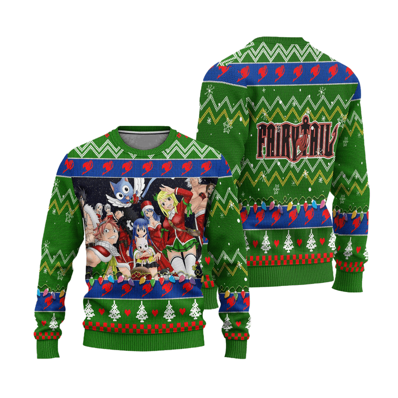 Fairy Tail Anime Ugly Christmas Sweater Custom Characters Xmas Gift Nearkii