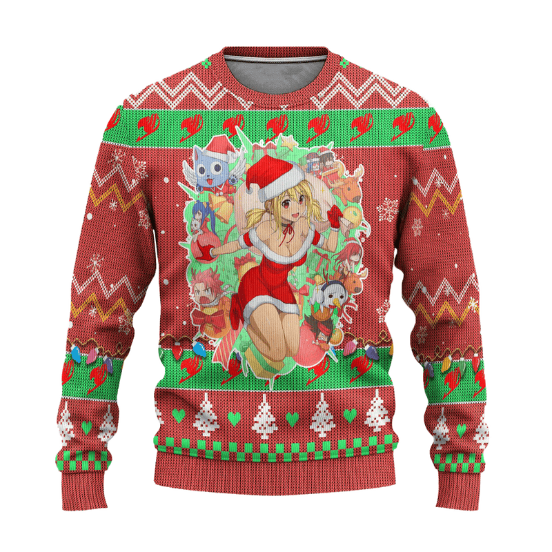 Fairy Tail Anime Ugly Christmas Sweater Custom Pink Xmas Gift Nearkii