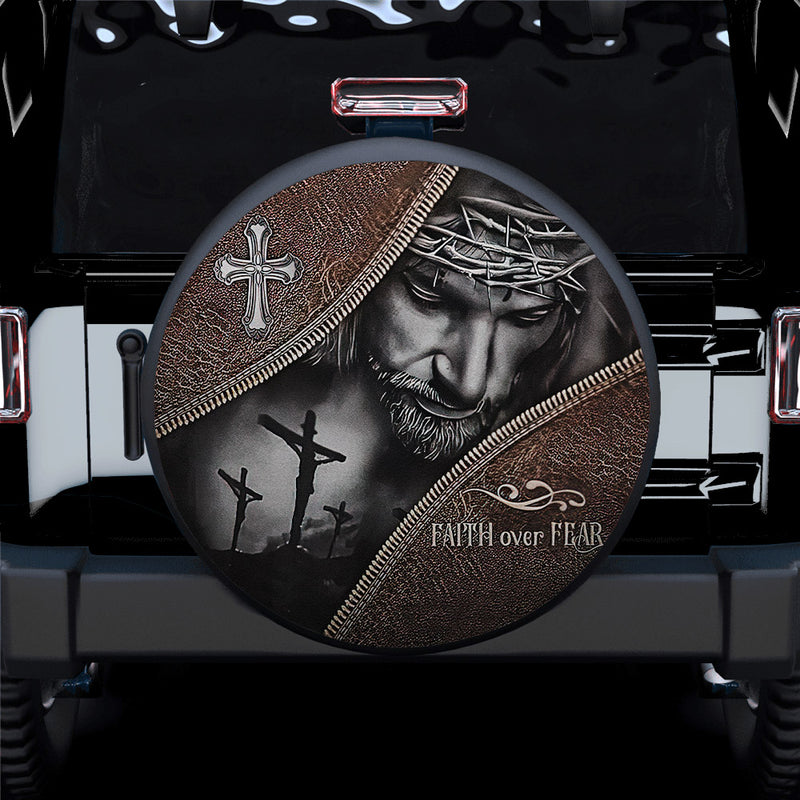 God Jesus Faith Of Fear Jeep Car Spare Tire Covers Gift For Campers Nearkii