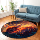 Fawn Bedded Down In The Grass Round Rug