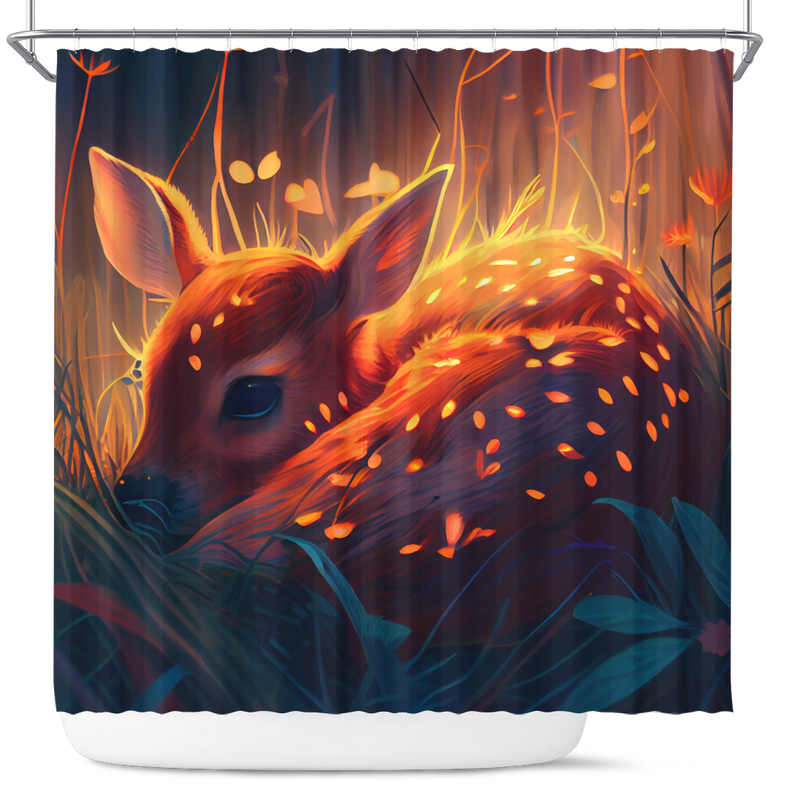 Fawn Bedded Down In The Grass Shower Curtain