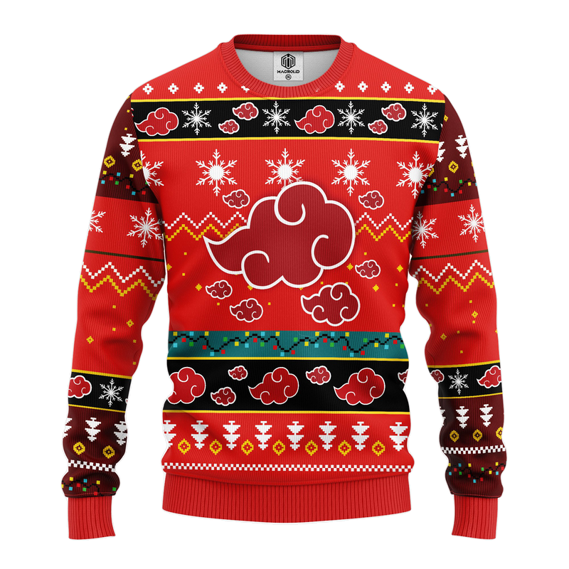 Akatsuki Naruto Anime Ugly Christmas Sweater Red Amazing Gift Idea Thanksgiving Gift Nearkii