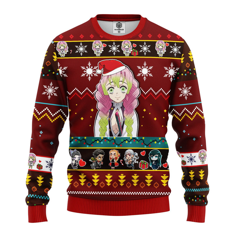 Mitsuri Kanroji Demon Slayer Anime Ugly Christmas Sweater Red 1 Amazing Gift Idea Thanksgiving Gift Nearkii