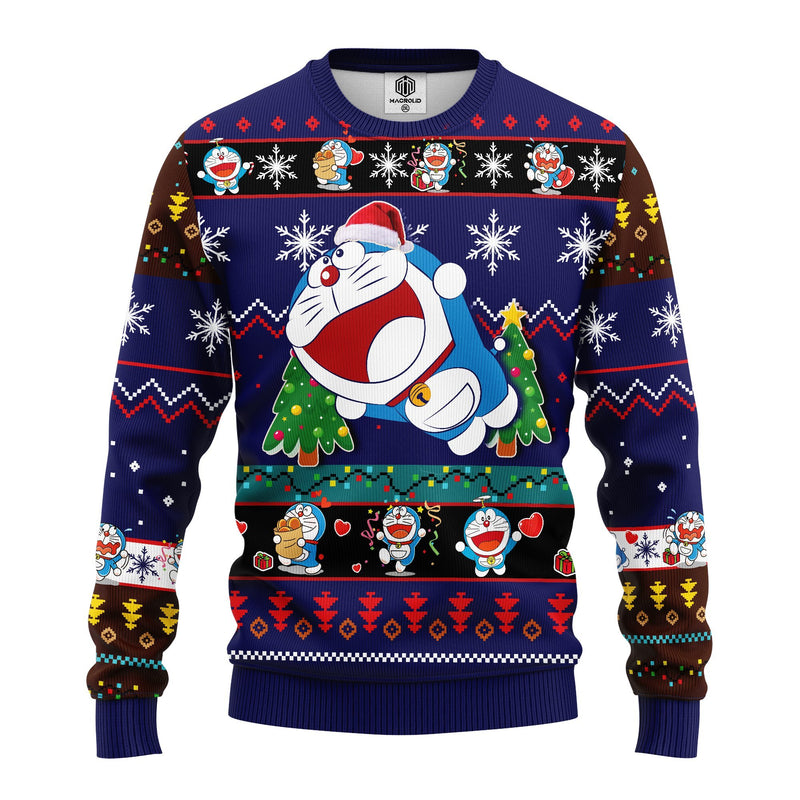 Doreamon Anime Ugly Christmas Sweater Blue Amazing Gift Idea Thanksgiving Gift Nearkii