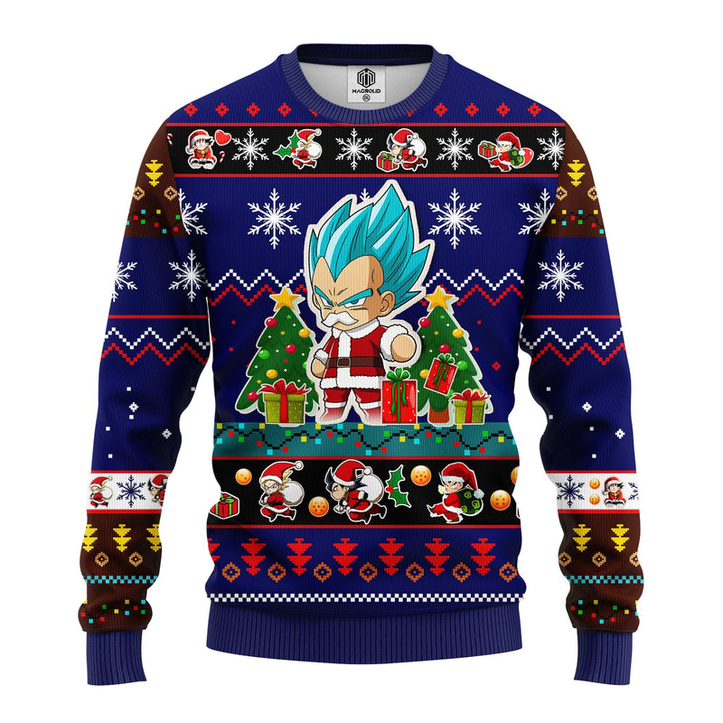 Vegeta Blue Anime Dragon Ball Ugly Christmas Sweater Blue 1 Amazing Gift Idea Thanksgiving Gift Nearkii