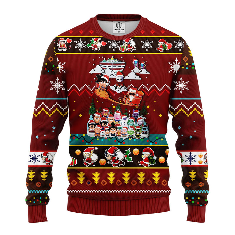 Dragon Ball Anime Ugly Christmas Sweater Red Brown 1 Amazing Gift Idea Thanksgiving Gift Nearkii