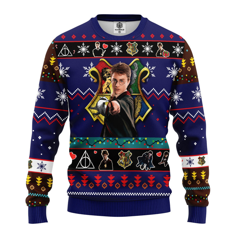 Harry Potter Ugly Christmas Sweater Blue 1- Amazing Gift Idea Thanksgiving Gift Nearkii