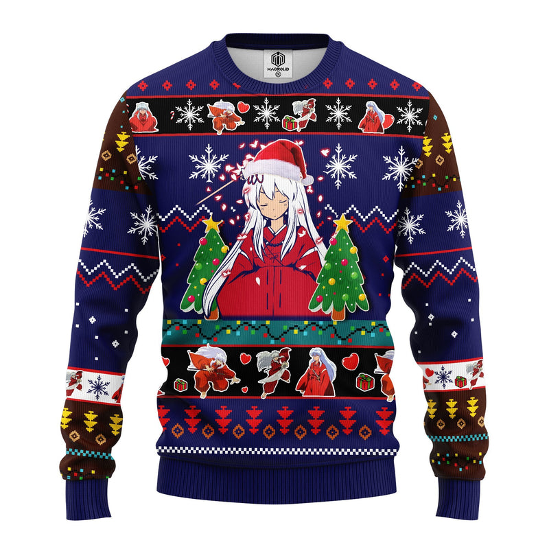 Inuyasha Anime Ugly Christmas Sweater Blue Amazing Gift Idea Thanksgiving Gift Nearkii