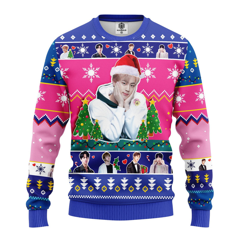 Jin Bts Ugly Christmas Sweater Pink- Amazing Gift Idea Thanksgiving Gift Nearkii