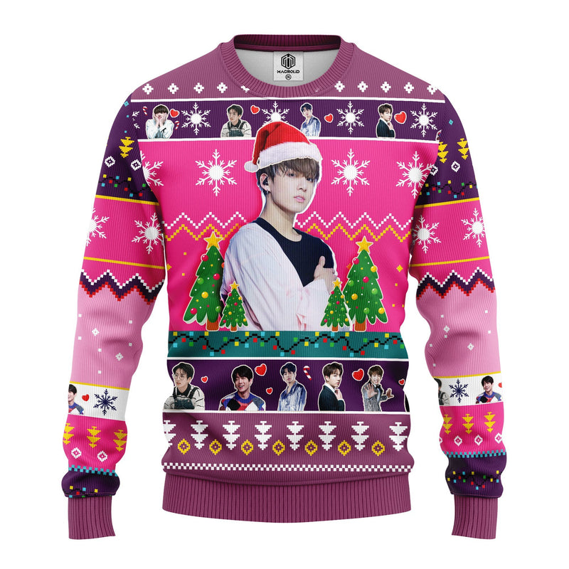 Jungkook Bts Ugly Christmas Sweater Pink- Amazing Gift Idea Thanksgiving Gift Nearkii