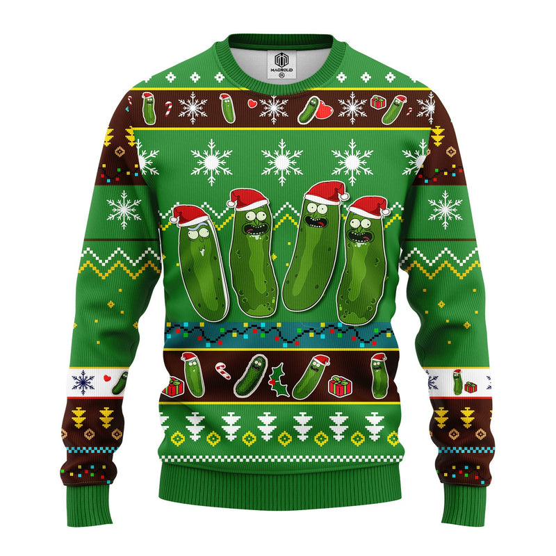 Pickle Rick Rick And Morty Ugly Christmas Sweater Green 1 Amazing Gift Idea Thanksgiving Gift Nearkii