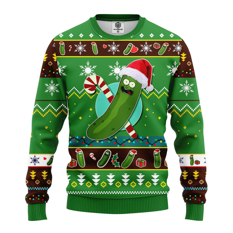 Pickle Rick Rick And Morty Ugly Christmas Sweater Green 2 Amazing Gift Idea Thanksgiving Gift Nearkii