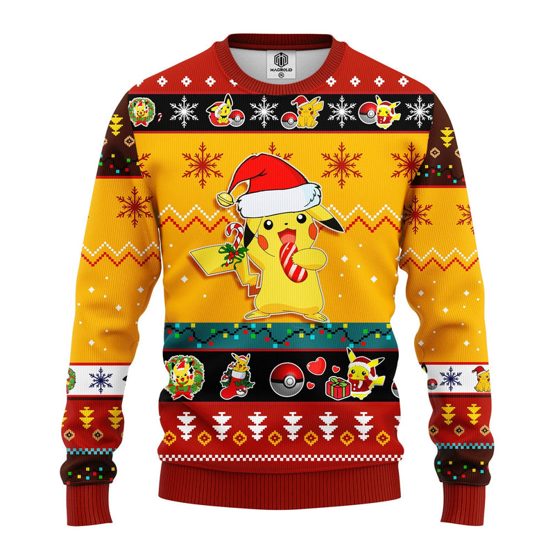 Pikachu Pokemon Ugly Christmas Sweater Yellow 3 Amazing Gift Idea Thanksgiving Gift Nearkii