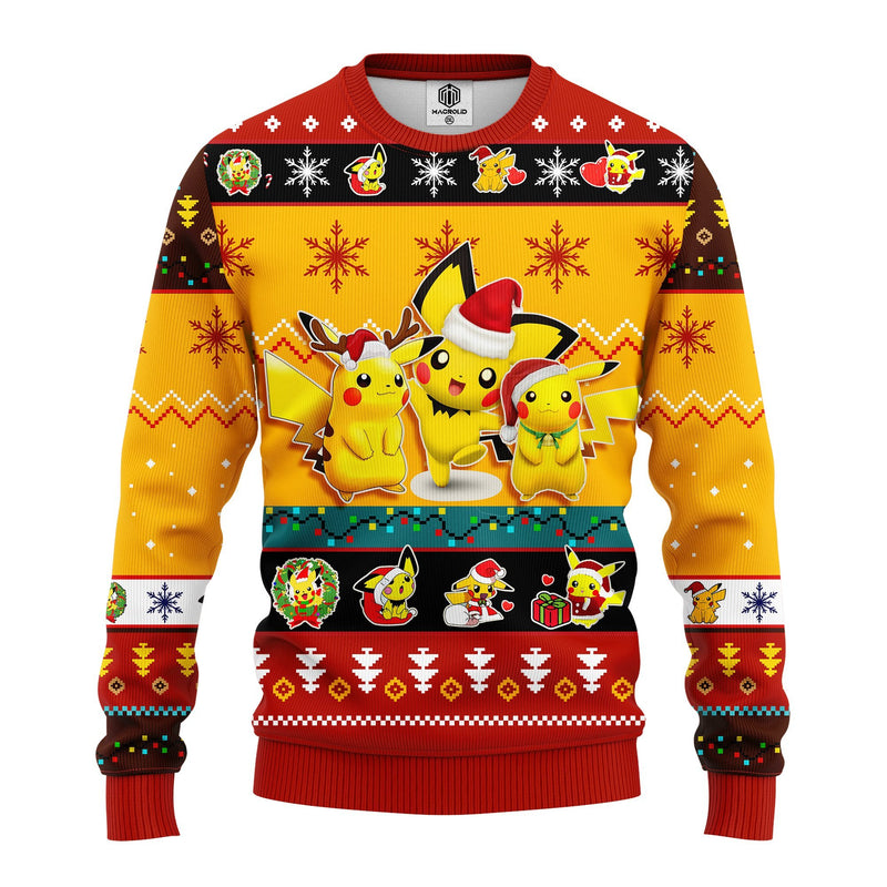 Pikachu Pokemon Ugly Christmas Sweater Yellow 1 Amazing Gift Idea Thanksgiving Gift Nearkii