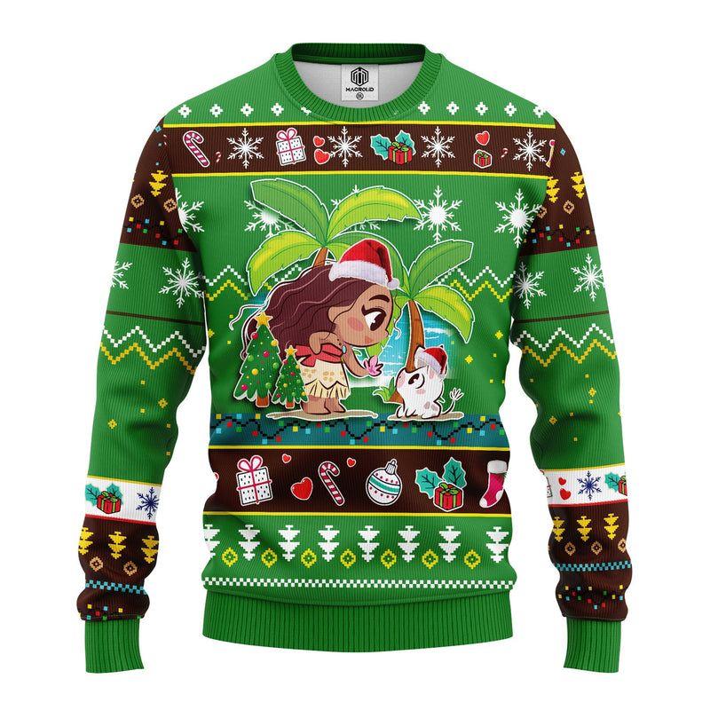 Moana Ugly Christmas Sweater Green Amazing Gift Idea Thanksgiving Gift Nearkii