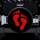 Red Print Foot Jeep Car Spare Tire Covers Gift For Campers Nearkii