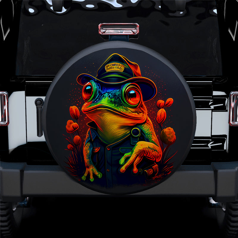 Cute Police Frog Car Spare Tire Covers Gift For Campers Nearkii