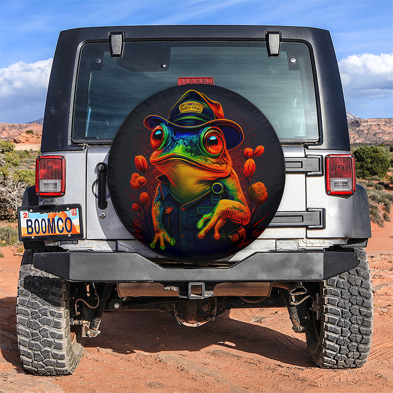 Cute Police Frog Car Spare Tire Covers Gift For Campers Nearkii