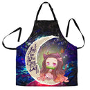 Nezuko Demon Slayer Love You To The Moon Galaxy Custom Apron Best Gift For Anyone Who Loves Cooking