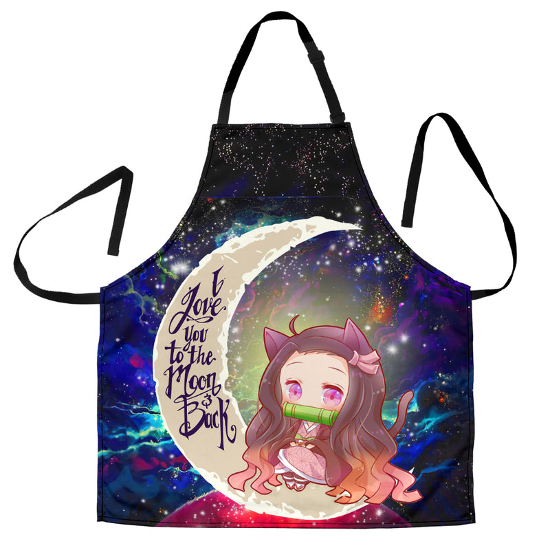 Nezuko Demon Slayer Love You To The Moon Galaxy Custom Apron Best Gift For Anyone Who Loves Cooking