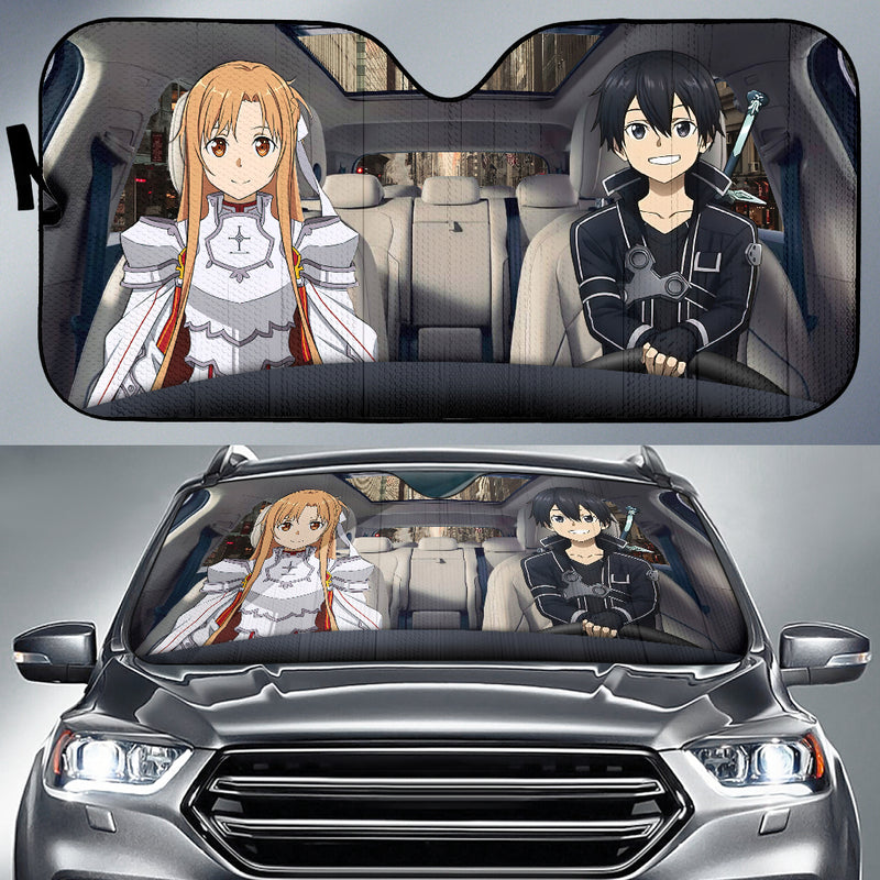 Sword Art Online Kirito And Asuna Driving Car Auto Sunshades Nearkii