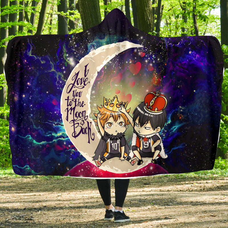 Hinata And Tobio Haikyuu Love You To The Moon Galaxy Economy Hooded Blanket Nearkii