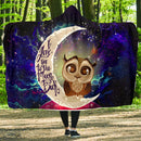 Cute Owl Love You To The Moon Galaxy Economy Hooded Blanket Nearkii