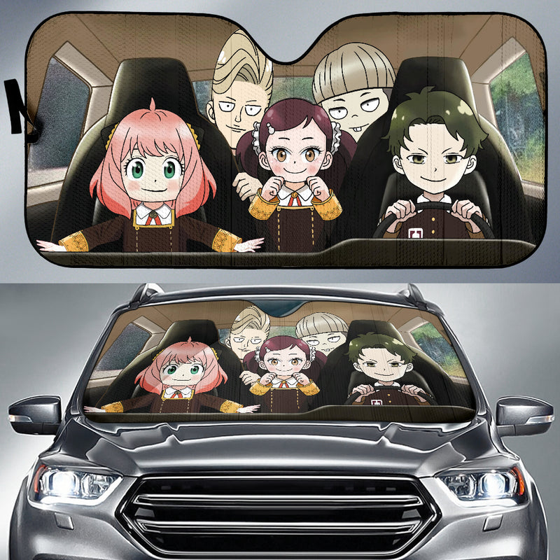 Spy x Family Anime Anya And Friends Driving Car Auto Sunshades Nearkii