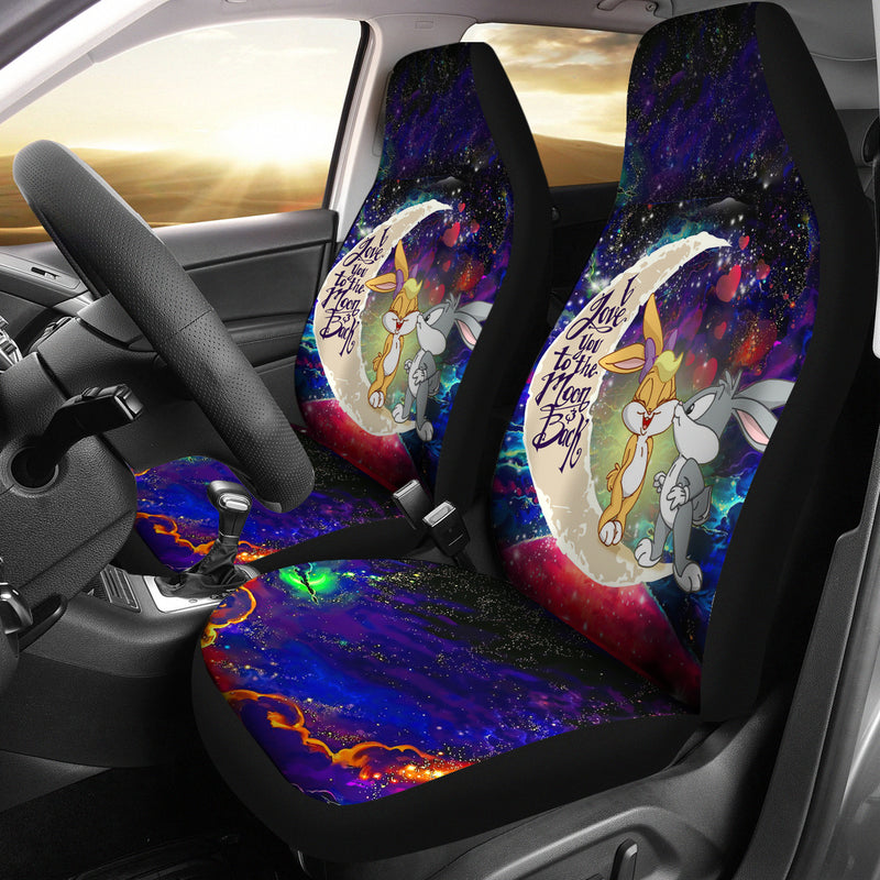 Bunny Couple Love You To The Moon Galaxy Premium Custom Car Seat Covers Decor Protectors Nearkii