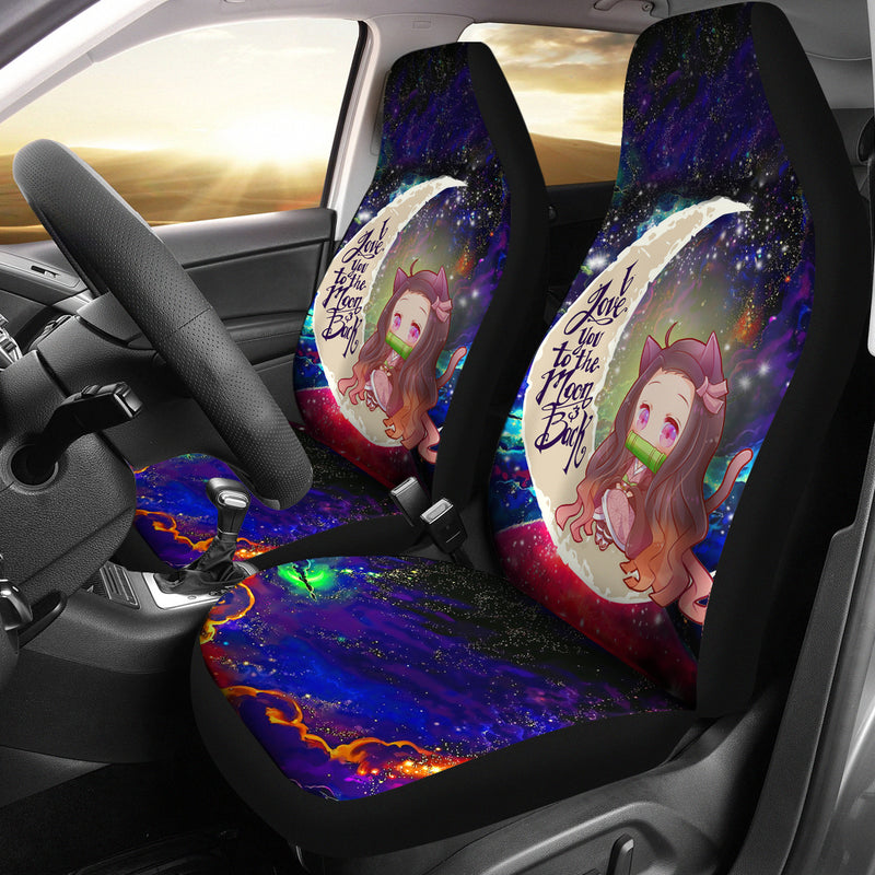 Nezuko Demon Slayer Love You To The Moon Galaxy Car Seat Covers