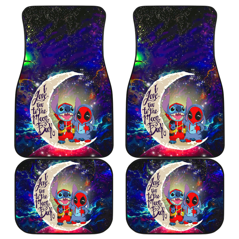 Cute Deadpool And Stitch Love You To The Moon Galaxy Car Floor Mats Car Accessories Nearkii