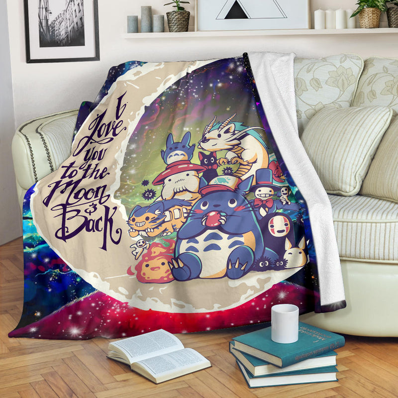 Ghibli Character Love You To The Moon Galaxy Premium Blanket Nearkii