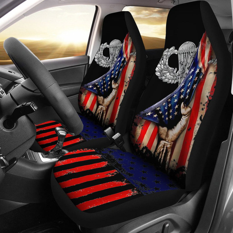 Best Airborne Wings Us Flag Pull Back Military Paratrooper Premium Custom Car Seat Covers Decor Protector Nearkii