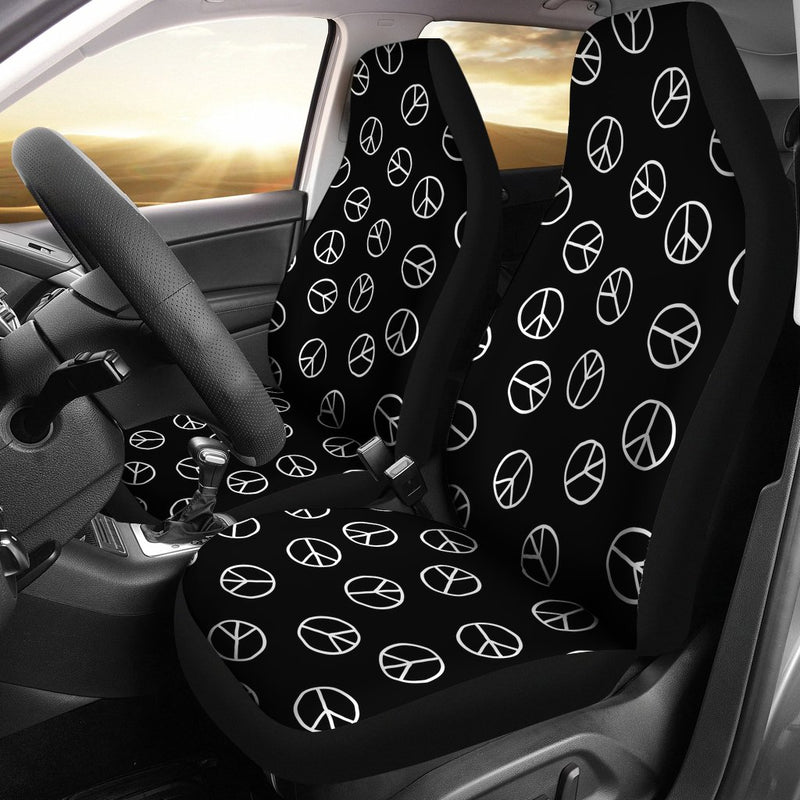 Best Pacifistic Sign Pattern In Doodle Style Premium Custom Car Seat Covers Decor Protector Nearkii