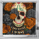 I Do What I Want Skull Roses Mandala Shower Curtain Nearkii