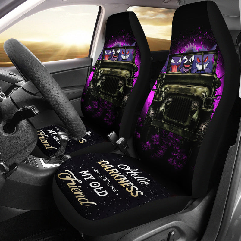Gengar Pokemon Ghost Halloween Moonlight Ride Jeep Funny Premium Custom Car Seat Covers Decor Protectors Nearkii