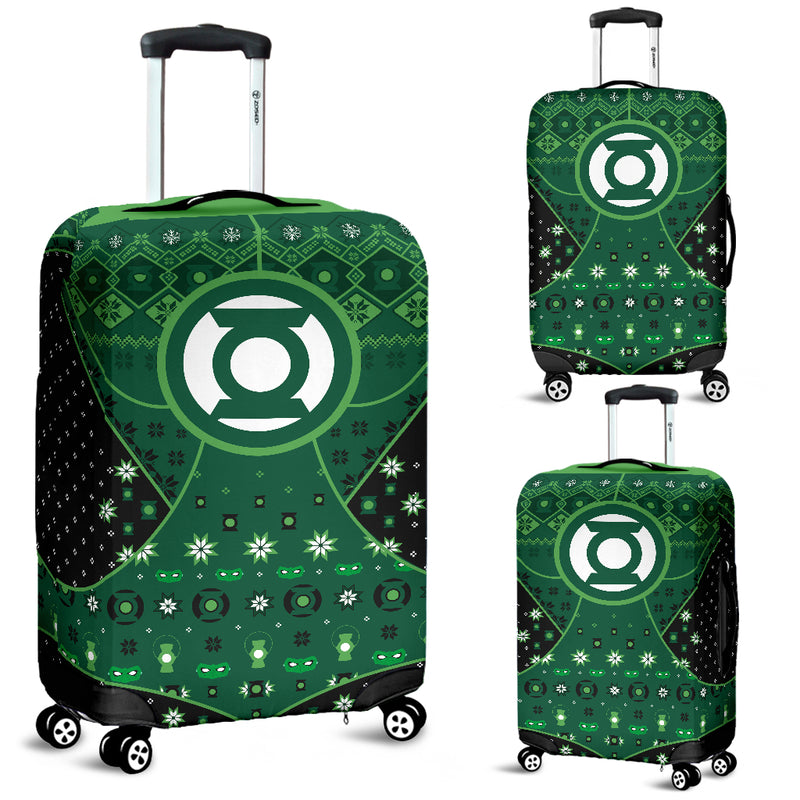 Green Lattern Christmas Style Travel Luggage Cover Suitcase Protector Nearkii