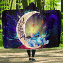 Stitch And Eeyore couple Love You To The Moon Galaxy Economy Hooded Blanket Nearkii