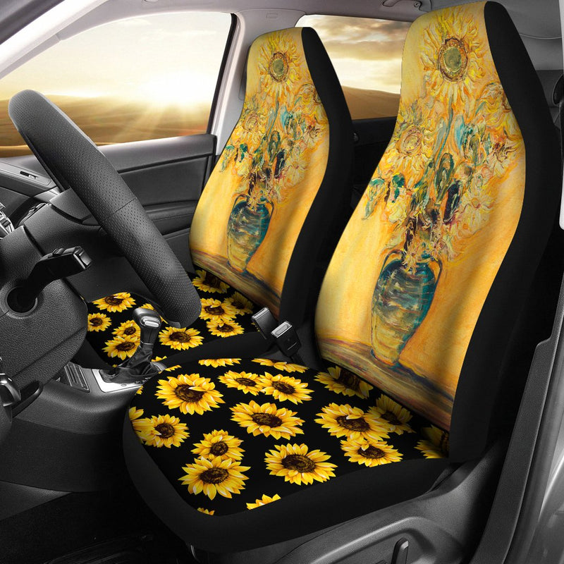 Best Painting Vase Sunflower Premium Custom Car Seat Covers Decor Protector Nearkii