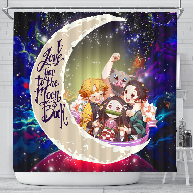 Demond Slayer Team Love You To The Moon Galaxy Shower Curtain Nearkii