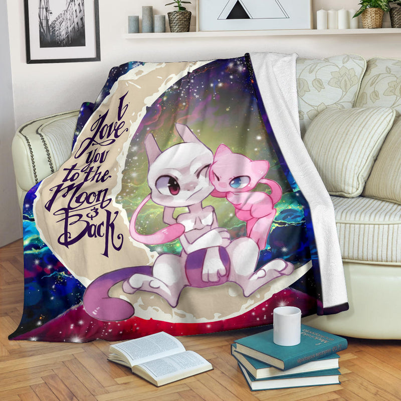 Pokemon Couple Mew Mewtwo Love You To The Moon Galaxy Premium Blanket Nearkii