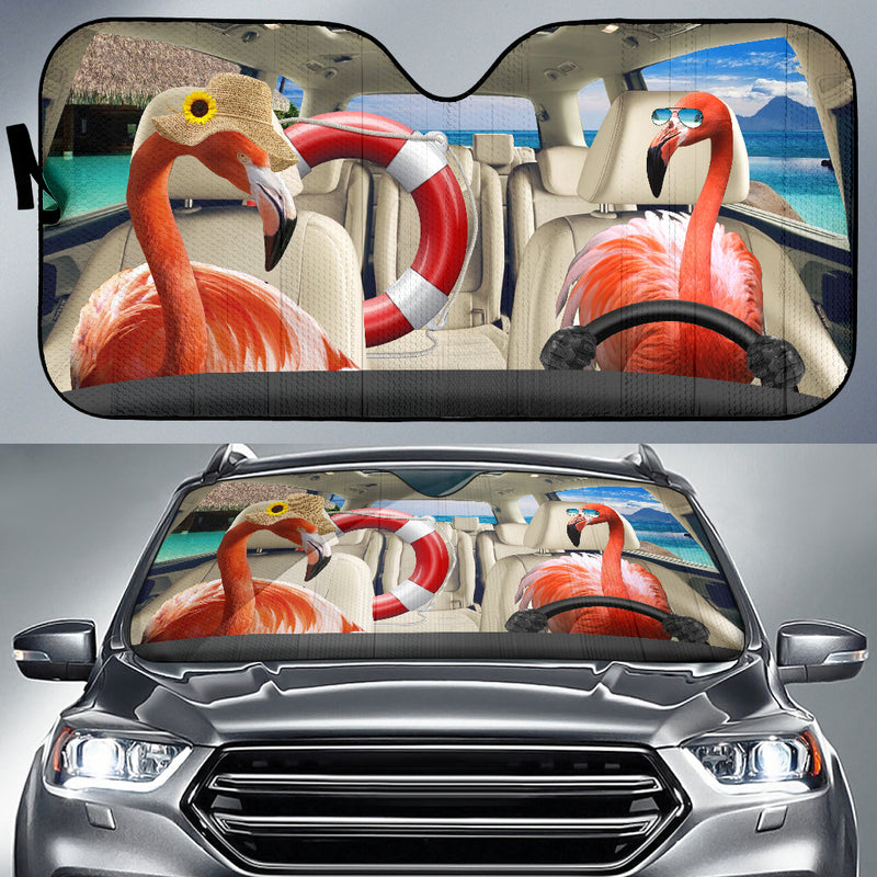 Funny Flamingo Couple Car Auto Sunshades Nearkii