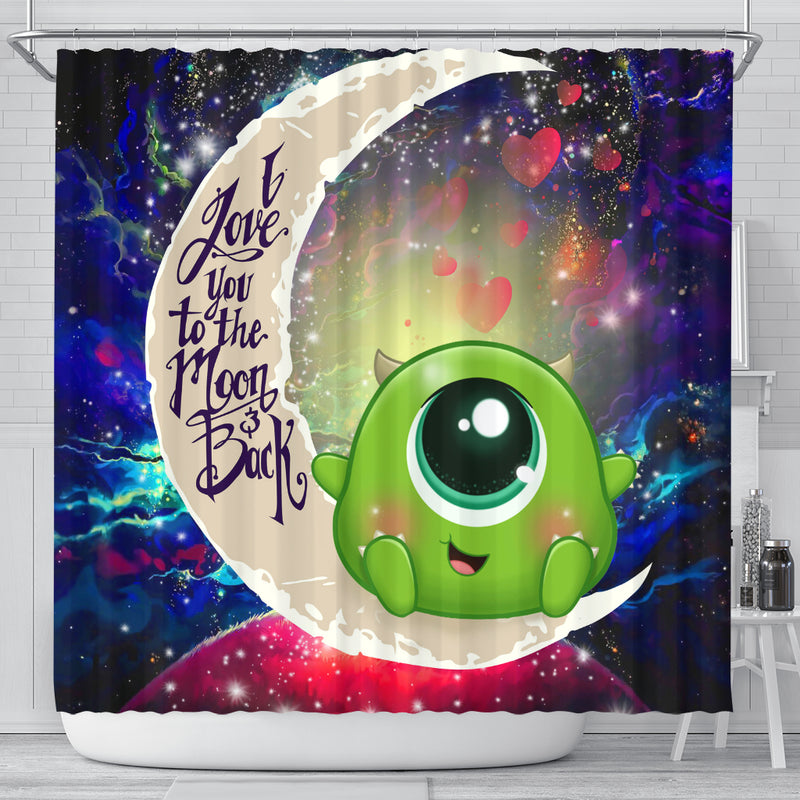 Cute Mike Monster Inc Love You To The Moon Galaxy Shower Curtain Nearkii