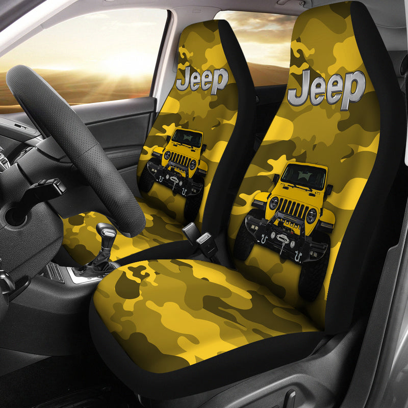 Yellow Jeep Camouflage Premium Custom Car Seat Covers Decor Protectors Nearkii