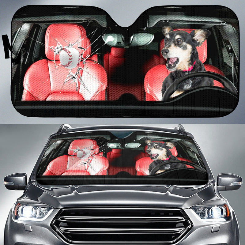 Funny Dog And Baseball Car Auto Sunshades Nearkii